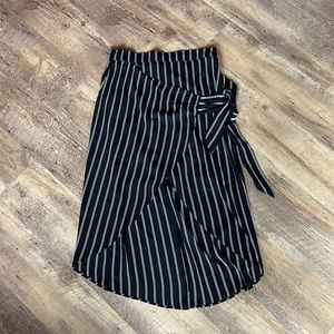 Black and White striped wrap around skirt with tie.